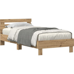 Lit avec lumières led Chêne artisanal 75x190 cm Bois d'ingénierie Vidaxl
