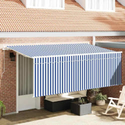 vidaXL Auvent Rétractable Bleu et Blanc 400 x 200 cm Tissu