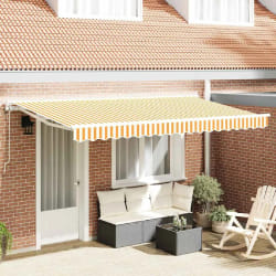 vidaXL Auvent Rétractable Jaune et blanc 400x200 cm tissu