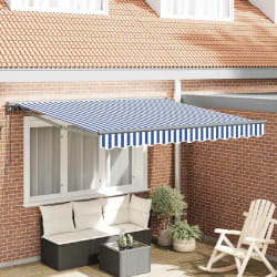 vidaXL Auvent Rétractable Bleu et Blanc 300x250 cm tissu
