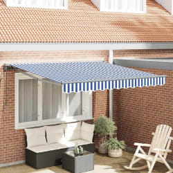 vidaXL Auvent Rétractable Bleu et Blanc 300x250 cm tissu