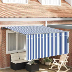 vidaXL Auvent Rétractable Bleu et blanc 300 x 250 cm tissu