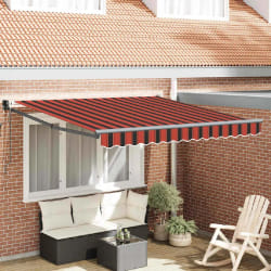 vidaXL Auvent Rétractable Rayé Orange et marron 300 x 250 cm