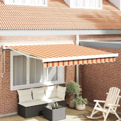 vidaXL Auvent Rétractable jaune et orange 300 x 250 cm Tissu, Métal