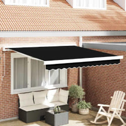 vidaXL Auvent Rétractable Noir 300 x 250 cm Tissu, Métal