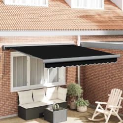 vidaXL Auvent Rétractable Noir 300 x 250 cm Tissu, Métal