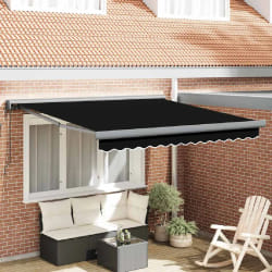 vidaXL Auvent Rétractable Noir 300 x 250 cm Tissu, Métal