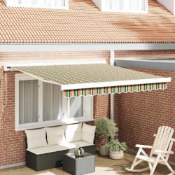 vidaXL Auvent Rétractable Vert et jaune 300 x 250 cm Tissu et Métal