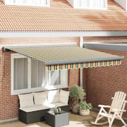 vidaXL Auvent Rétractable Vert et jaune 300 x 250 cm Tissu et Métal
