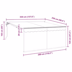 Auvent Rétractable Crème Et Anthracite 350 X 250 Cm Vidaxl - Vue supplémentaire 3