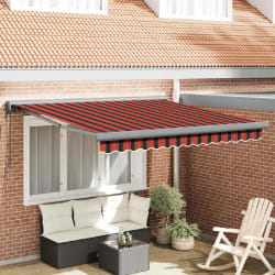 vidaXL Auvent Rétractable orange et marron 350 x 250 cm Tissu, Métal