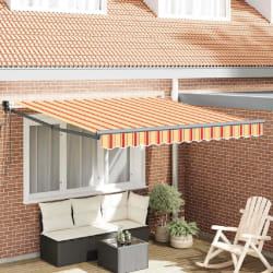 vidaXL Auvent Rayé jaune et orange 3,5 x 2,5 m Polyester et métal