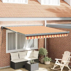 vidaXL Auvent Rétractable jaune et orange 350 x 250 cm Tissu, Métal