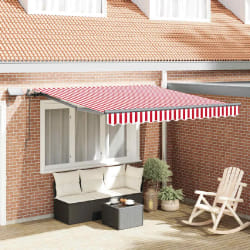 vidaXL Auvent Rétractable Rouge et blanc 350 x 250 cm tissu