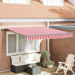 vidaXL Auvent Rétractable Rouge et blanc 350 x 250 cm tissu