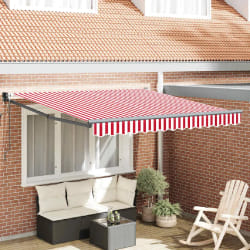 vidaXL Auvent Rétractable Rouge et blanc 350 x 250 cm tissu