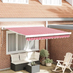 vidaXL Auvent Rétractable Rouge et Blanc 350 x 250 cm Tissu et Métal