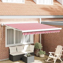 vidaXL Auvent Rétractable Rouge et blanc 350 x 250 cm Tissu, Métal