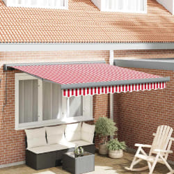 vidaXL Auvent Rétractable Rouge et Blanc 350 x 250 cm Tissu et Métal