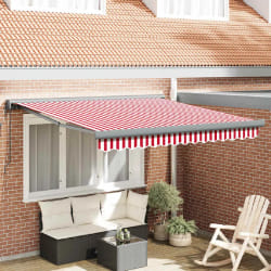 vidaXL Auvent Rétractable Rouge et blanc 350 x 250 cm Tissu, Métal