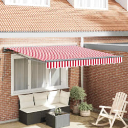 vidaXL Auvent Rétractable Rayure rouge et blanche 350x250 cm tissu