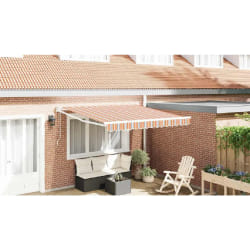vidaXL Auvent Rétractable Orange Gris Bleu Blanc 350 x 250 cm tissu