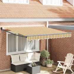 vidaXL Auvent Rétractable Jaune, gris et blanc 350 x 250 cm tissu