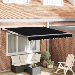 vidaXL Auvent Rétractable Noir 350 x 250 cm tissu