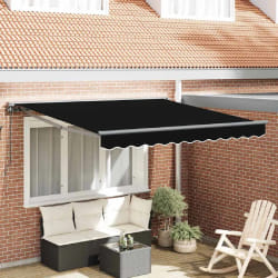 vidaXL Auvent Rétractable Noir 350x250 cm tissu
