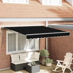 vidaXL Auvent Rétractable Noir 350x250 cm tissu
