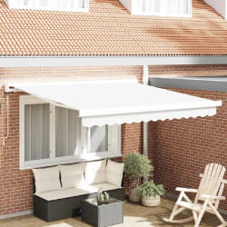 vidaXL Auvent Rétractable Blanc 350 x 250 cm Tissu, Métal