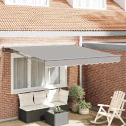 vidaXL Auvent Rétractable Gris clair 350x250 cm tissu