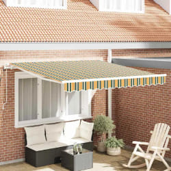 vidaXL Auvent Rétractable 350 x 250 cm Vert et jaune
