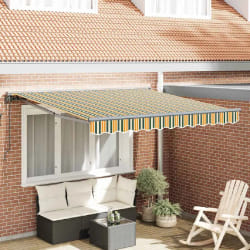 vidaXL Auvent Rétractable Vert et jaune 350x250 cm tissu