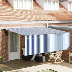 vidaXL Auvent Rétractable Bleu et anthracite 400 × 300 cm
