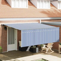 vidaXL Auvent Rétractable Bleu et anthracite 400 × 300 cm