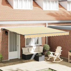 vidaXL Auvent Rétractable Jaune et blanc 400x300 cm tissu