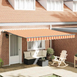 vidaXL Auvent Rétractable jaune et orange 400 × 300 cm tissu