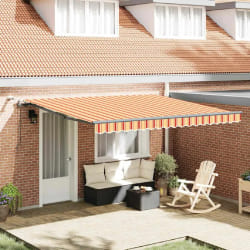vidaXL Auvent Rétractable avec jaune et orange 400 × 300 cm tissu