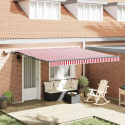 vidaXL Auvent Rétractable Rouge et blanc 400 × 300 cm tissu