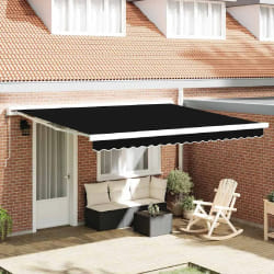 vidaXL Auvent Rétractable Noir 400 × 300 cm Tissu, Métal