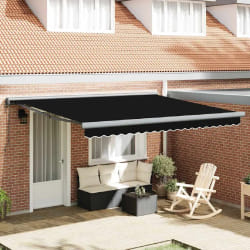 vidaXL Auvent Rétractable Noir 400 × 300 cm Tissu, Métal