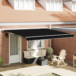 vidaXL Auvent Rétractable Noir 400x300 cm tissu