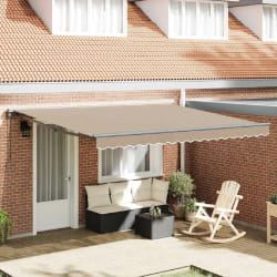 vidaXL Auvent Rétractable Beige 400x300 cm tissu