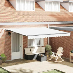 vidaXL Auvent Rétractable with Blanc 400 × 300 cm tissu
