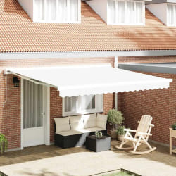 vidaXL Auvent Rétractable Blanc 400 × 300 cm Tissu, Métal