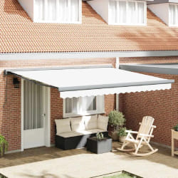 vidaXL Auvent Rétractable Blanc 400 × 300 cm Tissu, Métal