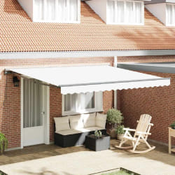 vidaXL Auvent Rétractable Blanc 400x300 cm tissu