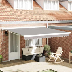 vidaXL Auvent Rétractable Gris clair 400 × 300 cm Tissu, Métal