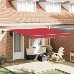 vidaXL Auvent Rétractable Rouge 400 ×300 cm tissu